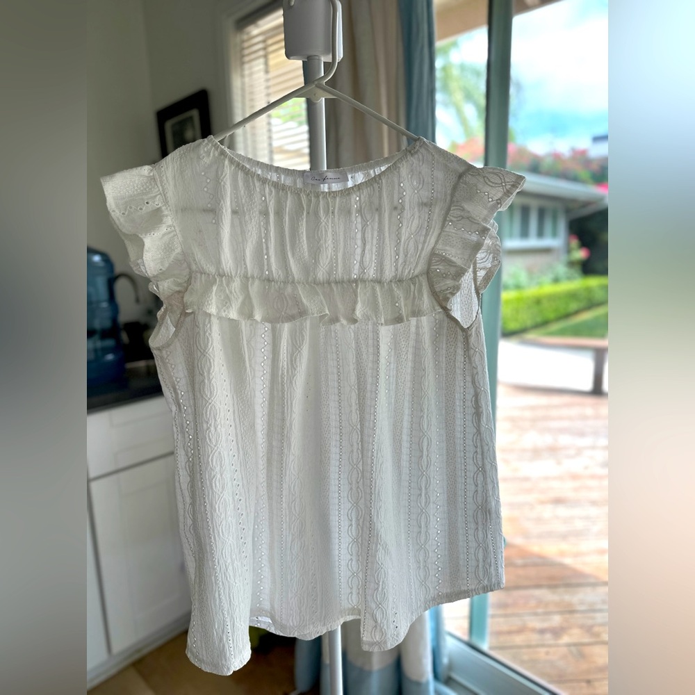 Maternity top - white eyelet size small